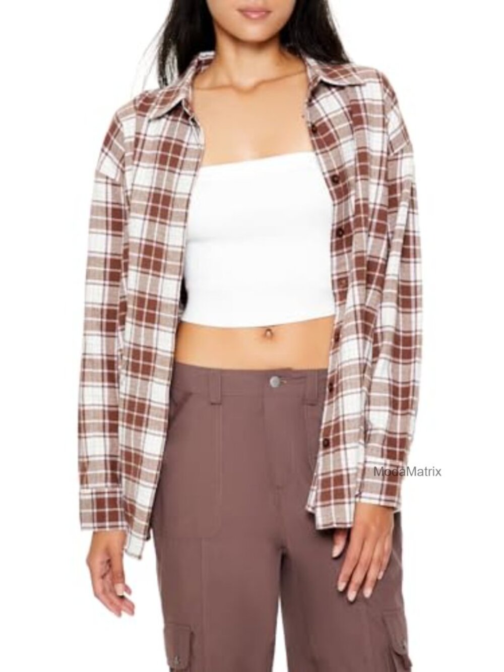 Oversized Flannel Shirt Plaid Button Down Long Sleeve Fall Casual Top